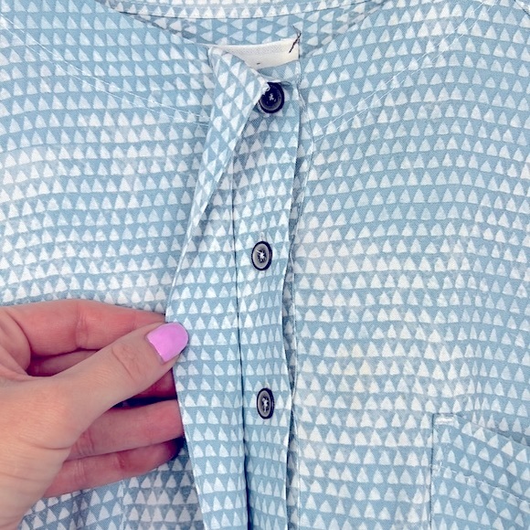 Lou and Grey Button Down Long Sleeve Tie Waist Shirt Dress Blue White Size M - Picture 5 of 7